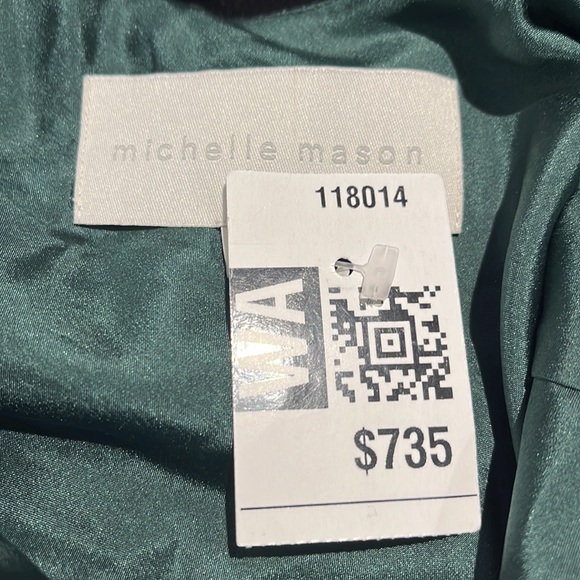 Michelle Mason Silk & Velvet Green Black Zebra Print Dress, Mob Wife Aesthetic - Picture 13 of 16